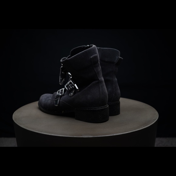 Grey suede moto booties - Picture 3 of 4